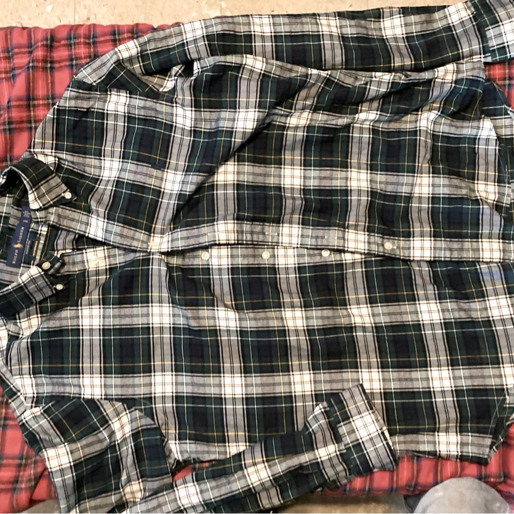 Polo Ralph Lauren LG - Green Plaid Button Up Classic Fit Performance